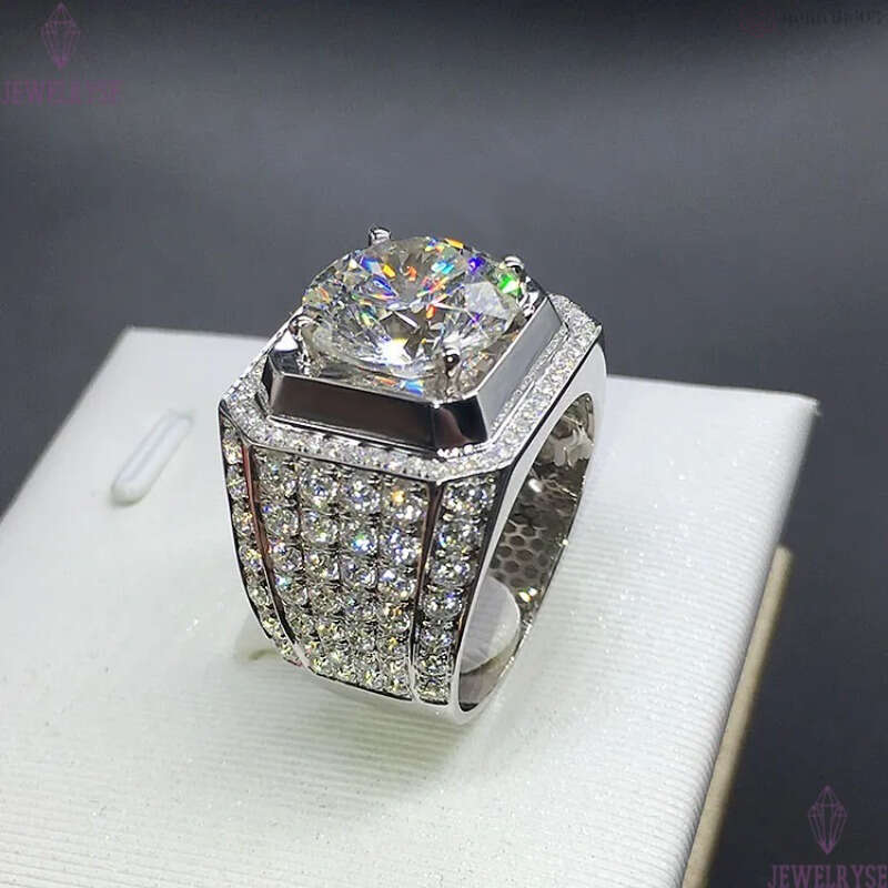 Stunning New Arrival Fashion Luxury Jewelry 925 Sterling Silver White Sapphire Round Cut CZ Zirconia Party Women Wedding Engagment Men Ring