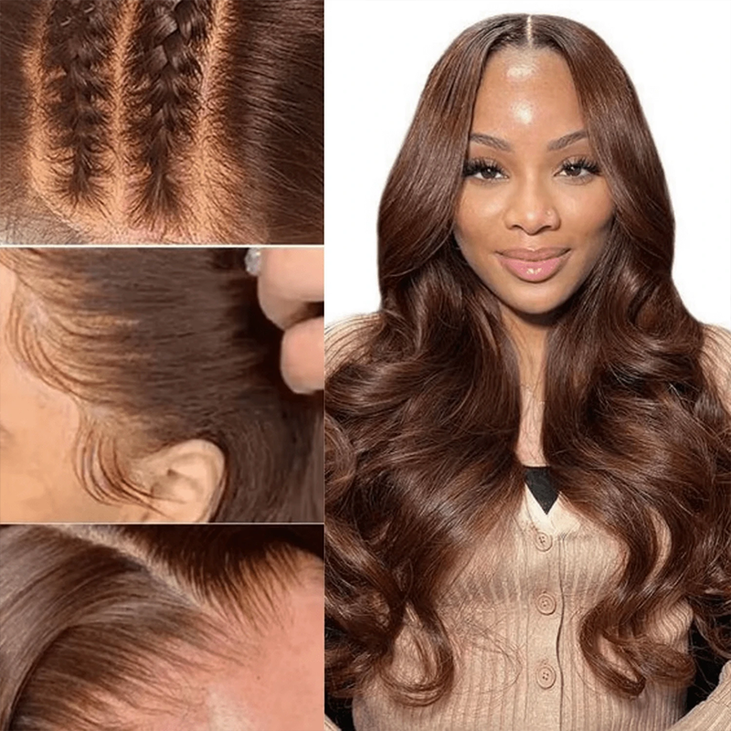 13 x 6 HD Lace Chocolate Brown Lace Front Wig with Natural Body Waves Real Human Hair for Women