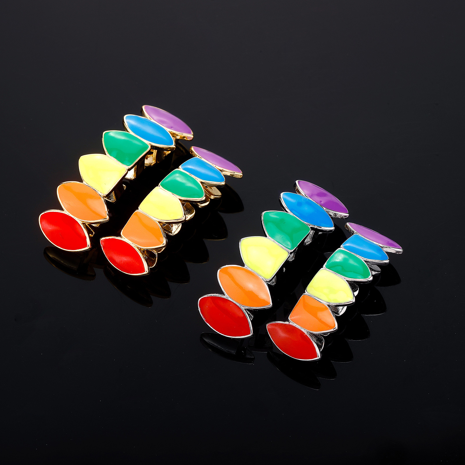 Mixed Color Vampire Up Single Teeth Grills Real Gold Plated Bottom Hip Hop Fang Grillz Fake Dental Tooth Grill Cap Decoration Wolf Tide Piercing Jewel