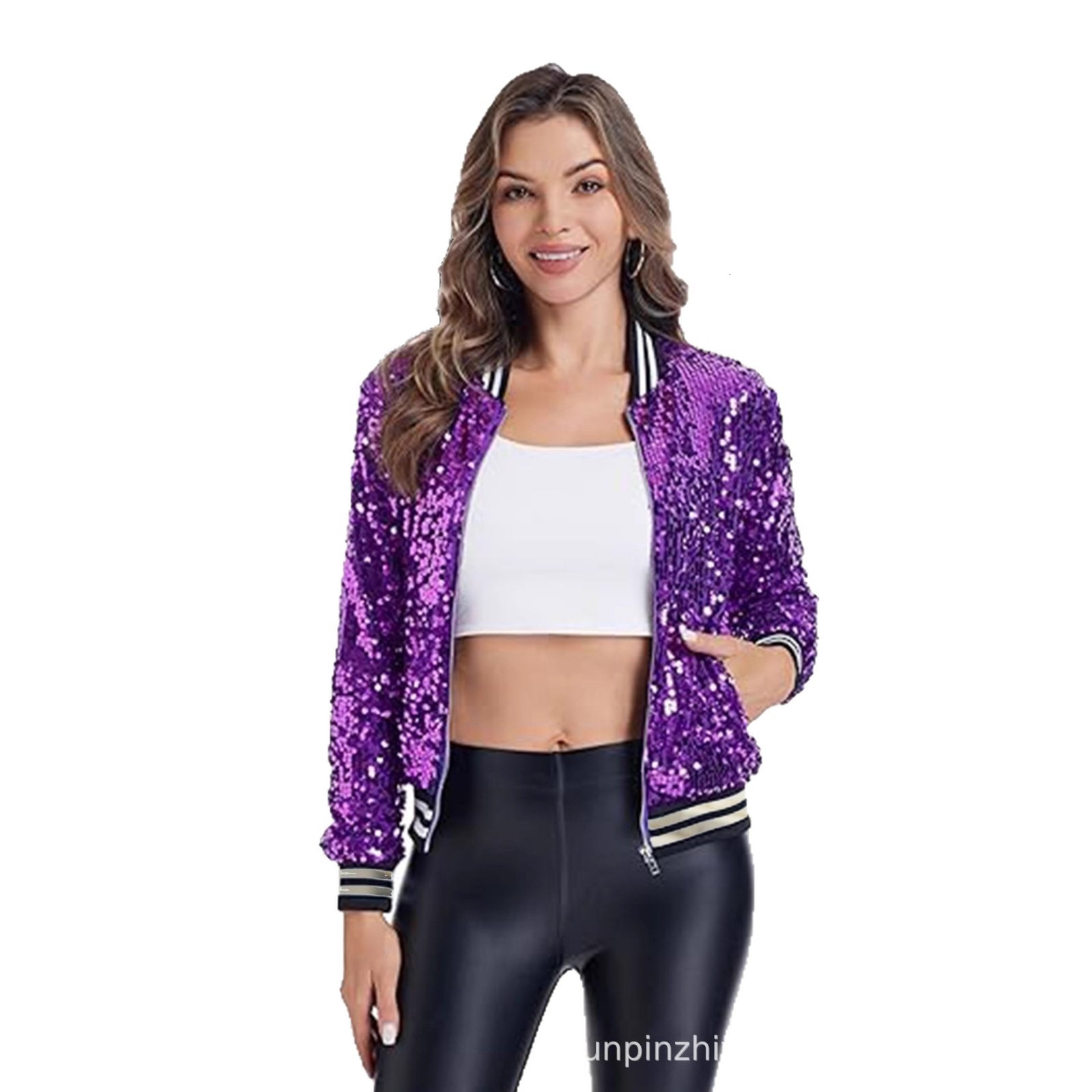 2025 Fashion Sequin Jacket Coat Daily Wear Long Sleeve Autumn Winter Coat Womens Clothing 241113