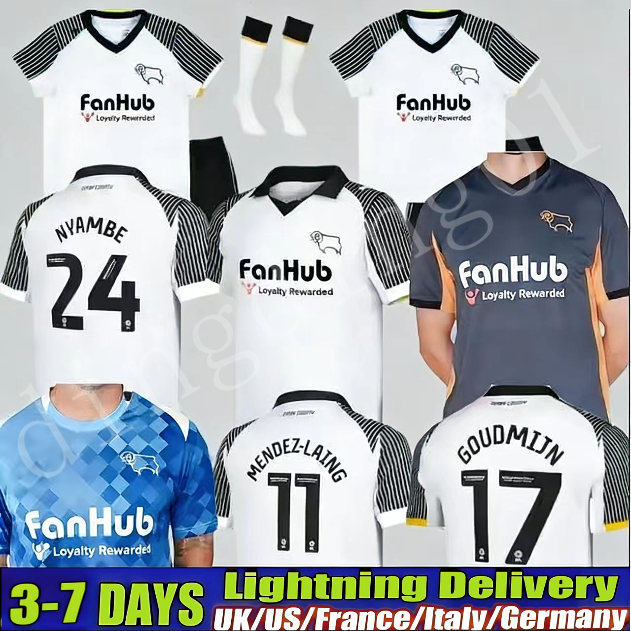 Derby County 25 26 Home soccer jerseys 2025 2026 Home Away Third Football Jersey Shirt Kit COLLINS SIBLEY CASHIN NYAMBE NELSON ELDER FORNAH BARKHUIZEN