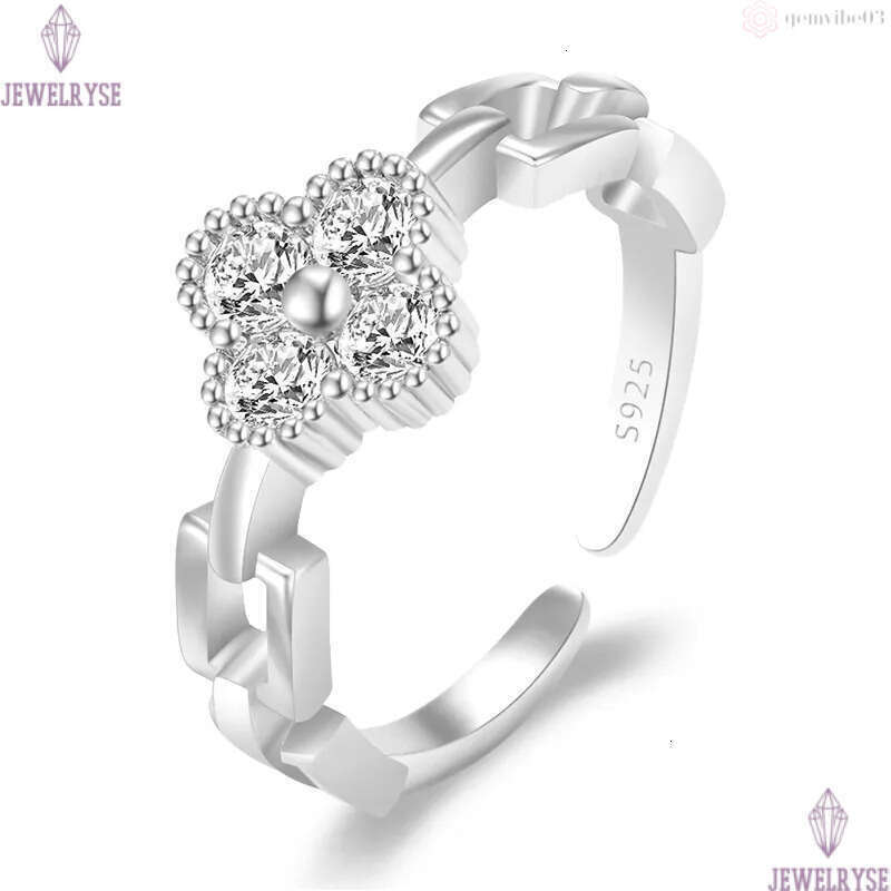 korean sweet fashion clover designer band rings for women cz zircon shining crystal open silver rose gold bling diamond love ring party jewelry gift