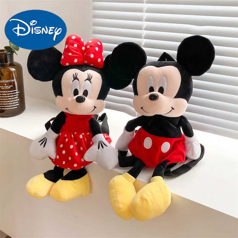 Disney New Kawaii 40cm Mickey Minnie Mickey Mouse Plush Toy Backpack Doll Girl Birthday Gift Backpack Bag Fashion Cute Backpack H251212