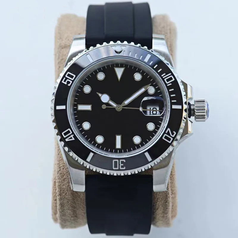 men automatic mechanical ceramics watches 40mm full stainless steel rubber strap Swimming wristwatches sapphire luminous