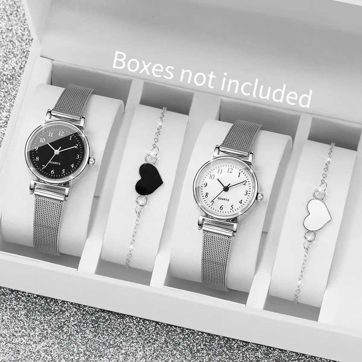 2/4PCS Fashion Women Watches Casual Arabic Dial Mesh Band Quartz Watch Bracelet Set Ladies ClockWithout Box Y251212