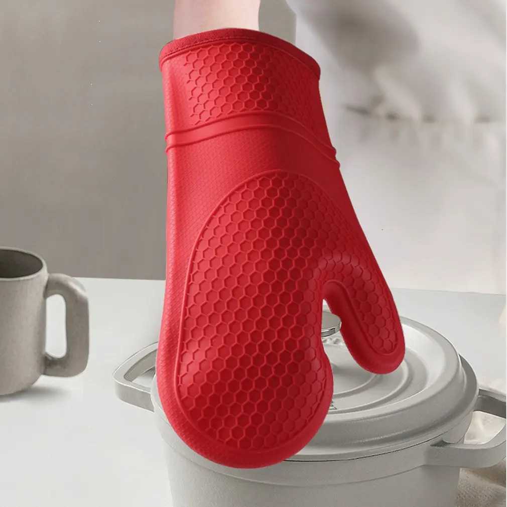 High Temperature Resistance Microwave Oven Glove Silicone Heat Insation Gloves Kitchen Barbecue Baking Anti-Scald Oven Mitts H251212