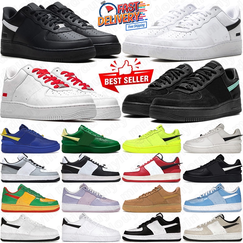 free shipping airforc 1 one af1s running shoes forc 1s white black panda utility flax wheat mens trainers deisgner outdoor sports sneakers men womens walking jogging