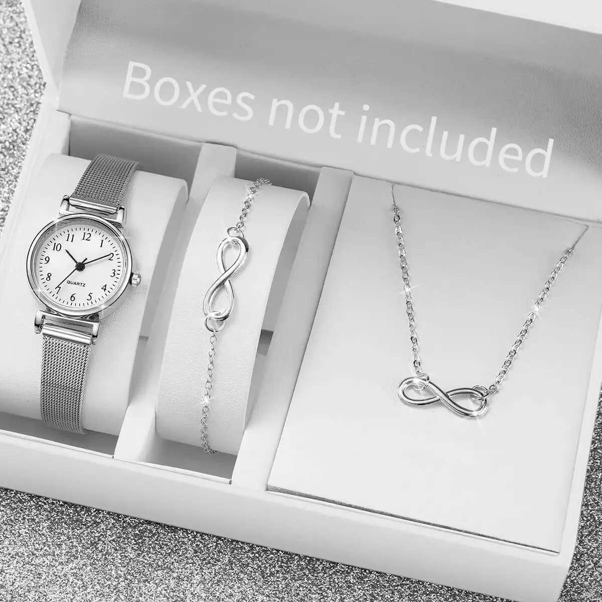 3PCS/Set Fashion Arabic Dial Women Quartz Watch Casual Mesh Strap Wristwatch Jewelry Set Reloj Mujer Without Box Y251212