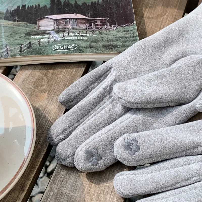 Fashion Simple Style Women Winter Keep Warm Touch Screen Thickened Button Decoration Gloves Outdoor All Match Windproof Y251211