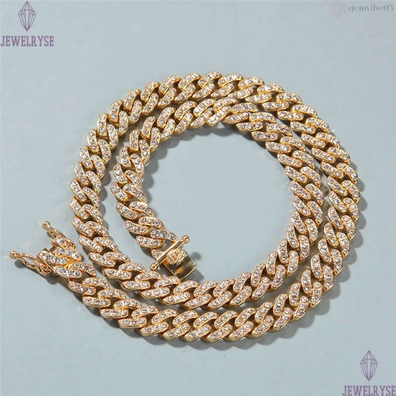 Hip Hop Diamond Iced Out Chains Men Rap Singer Necklaces Bracelets Jewelry Austrian Rhinestone Cuba Link Gold Silver Chain Necklaces Party Choker Brac