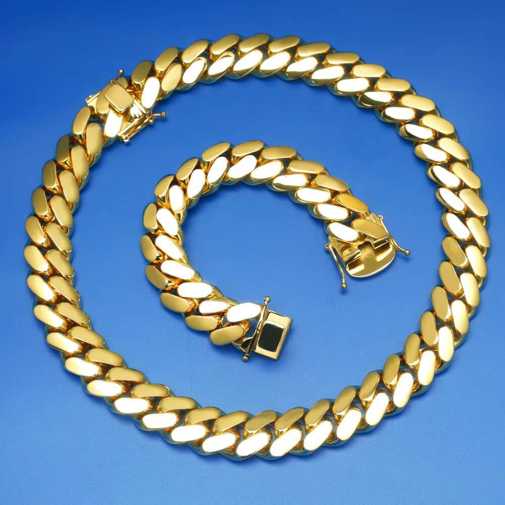 Wholesale Choker 18k Gold Chunky Custom Gold Link Chain 14k Gold Cuban Miami Chain 20mm Miami Cuban Necklace