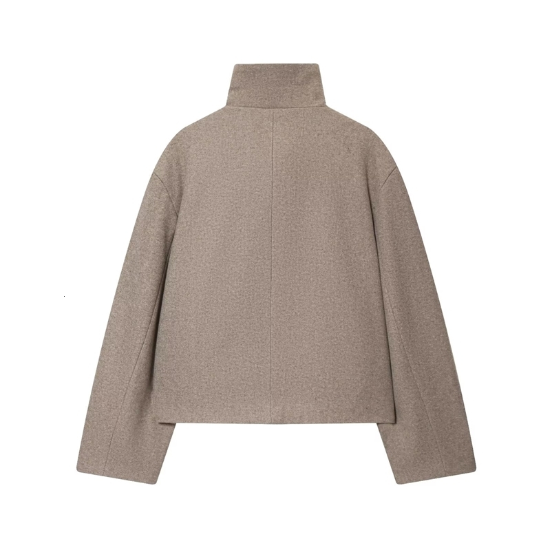 European and American Loose and Casual Style Simple Long Sleeve Buckle Stand up Collar Coat 251211