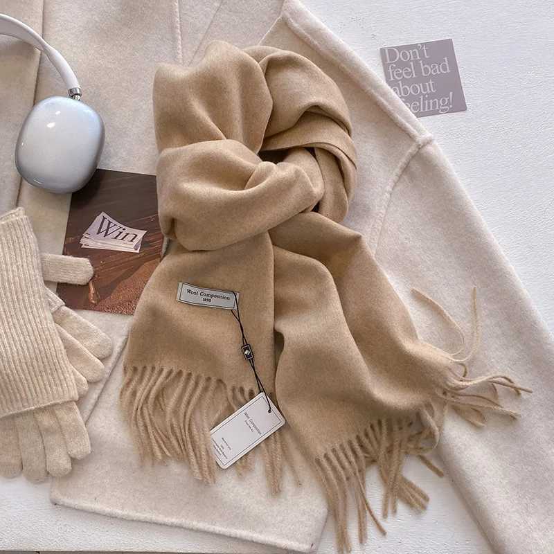 2025 Winter Wool Scarf For Women Long Warm Cashmere Scarves Hijab Solid Lady Shawl Wrap Female Pashmina Bandana Head Scarfs New Y251211