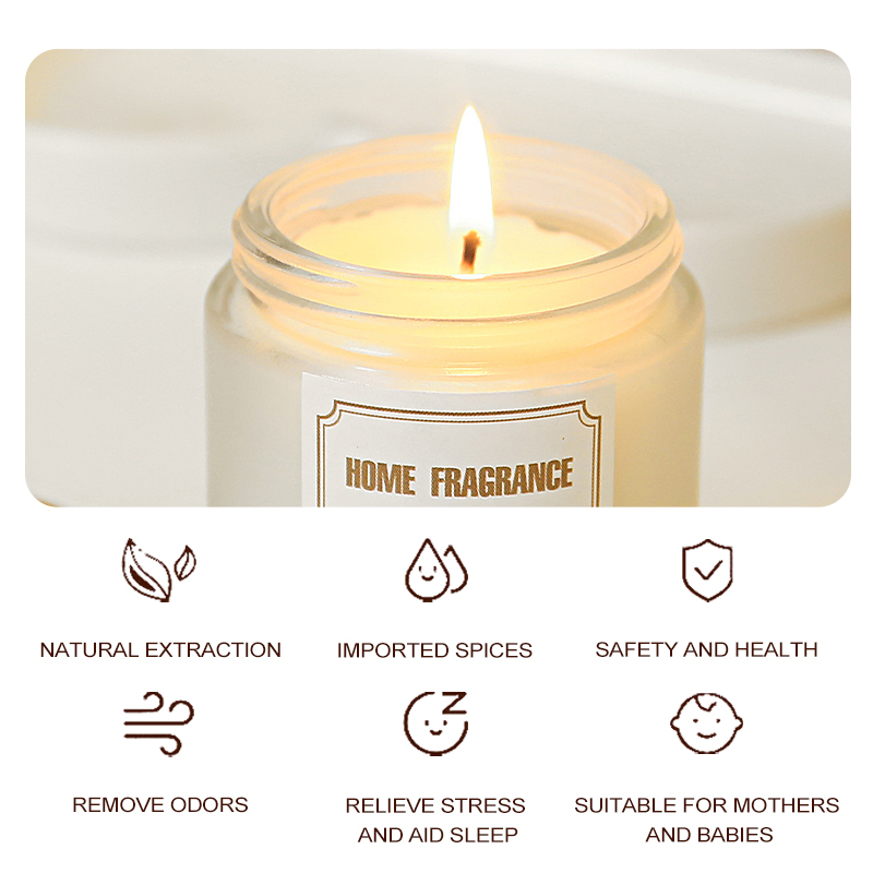 Incense 100g White Frosted Glass Scented Candle - Natural Soy Wax Aromatherapy Candle for Home Ambience, Relaxation & Gift (With Gold Lid)