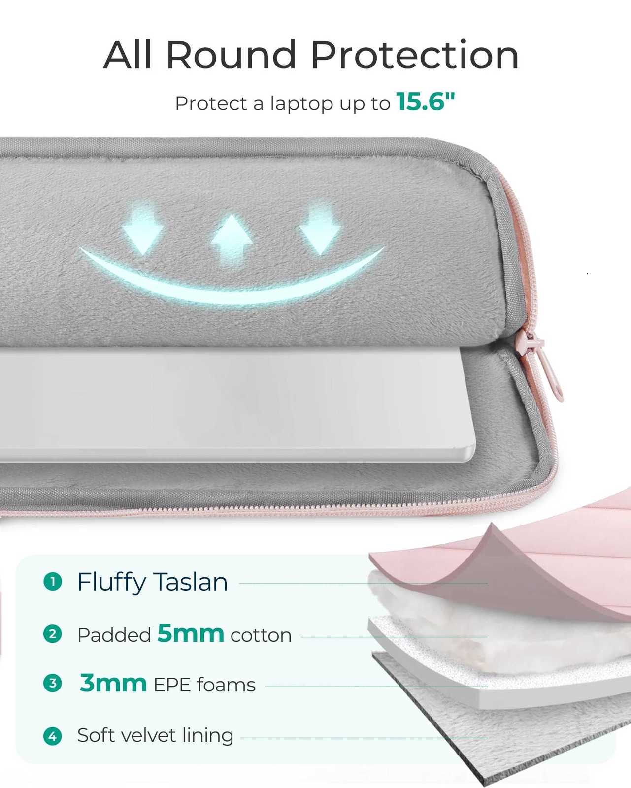 BAGSMART 156 Inch Laptop bag for MacBook Air/Pro Shockproof Water Resistant Notebook Pouch Laptop Cover Sleeve CompatibleT251212