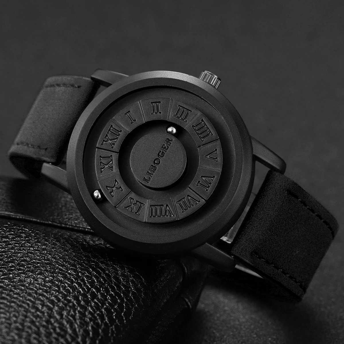 4PCS Mens Watch Jewelry Set Fashion Magnetic Suspension Quartz Watches Casual Sports Roma Dial Wristwatches Without Box Y251212