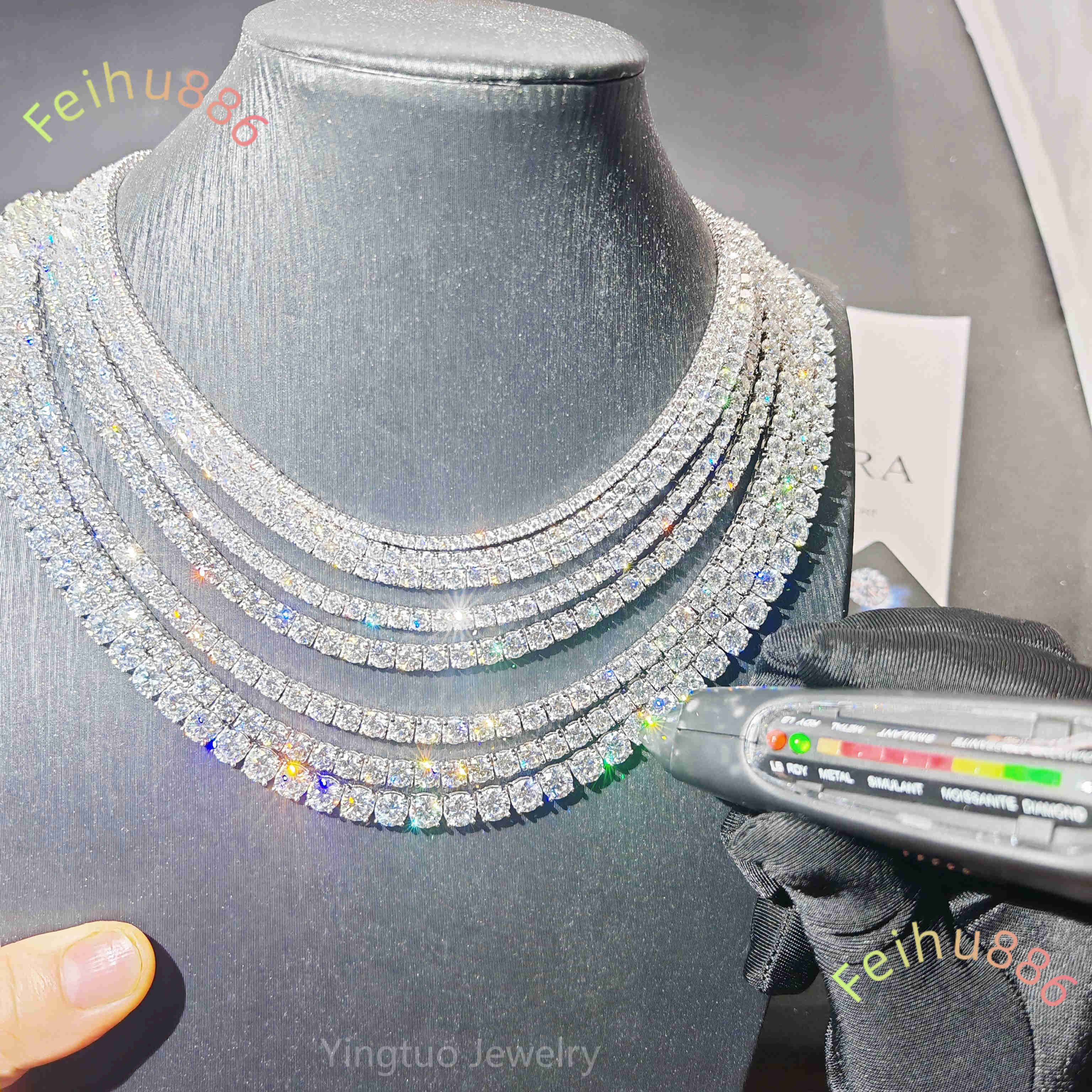 2025 Hot Selling 4mm Moissanite Tennis Chain Pass Diamond With Gra Certificate S925 Moissanite Necklace