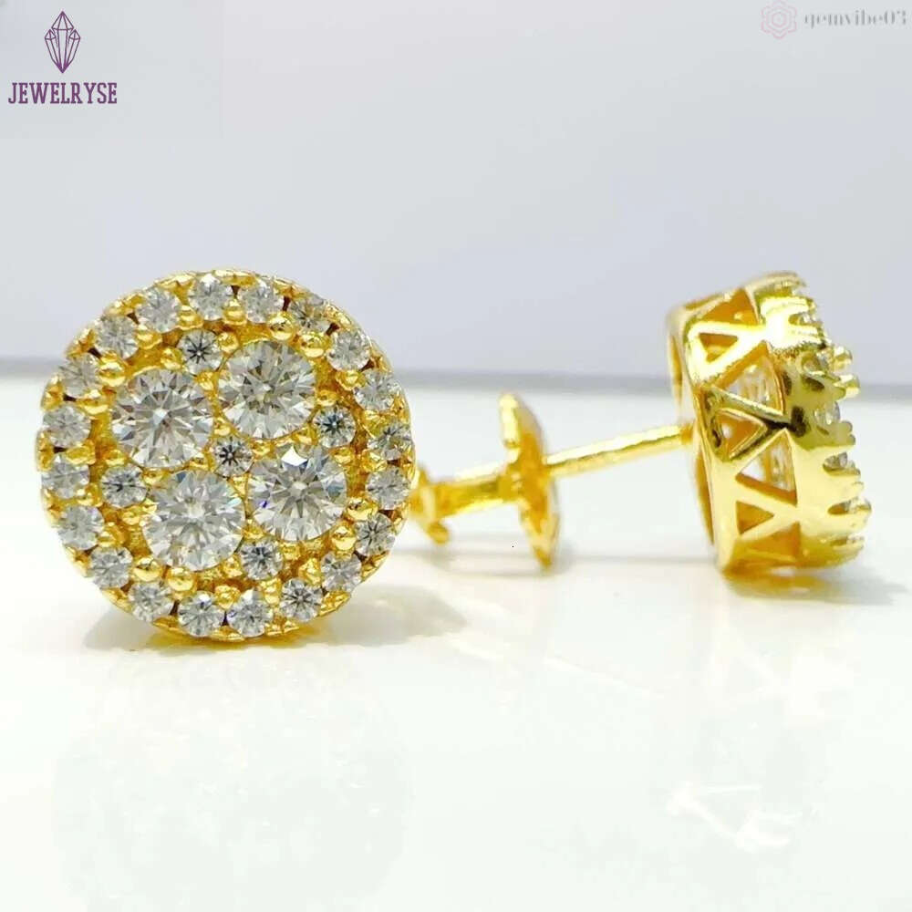 Fashion VVS Diamond Earrings Round Hip Hop Jewelry GRA Moissanite Screw Back Earring For Women