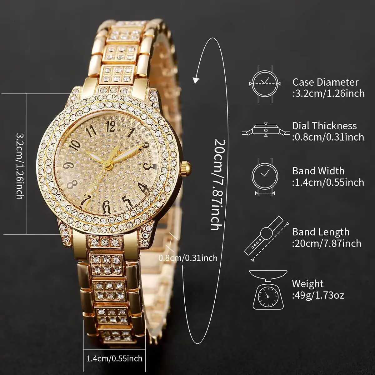 6PCS/Set Luxury Full Diamond Women Watches Fashion Ladies Quartz Wristwatch Jewelry Set Reloj MujerWithout Box Y251212