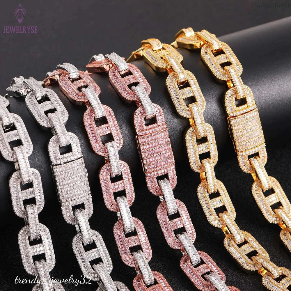 Men Women Fashion Jewelry 15mm 16-24inch Gold Plated Bling CZ Coffee Bean Cuban Chain Necklace Bracelet Hip Hop Trendy