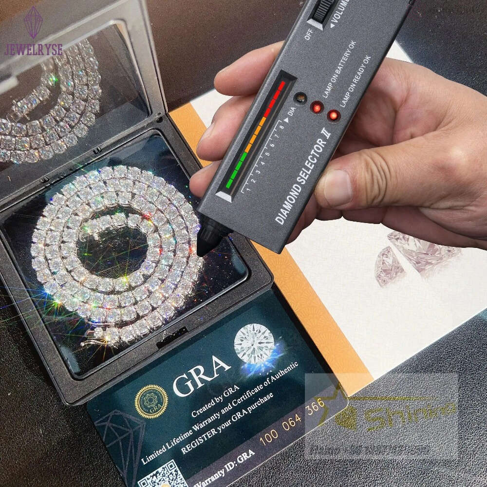 moissanite bracelet necklace tennis chain Hip Hop necklace fashion Jewelry Pass Diamond Tester 4mm vvs moissanite iced out cuban chain for men women