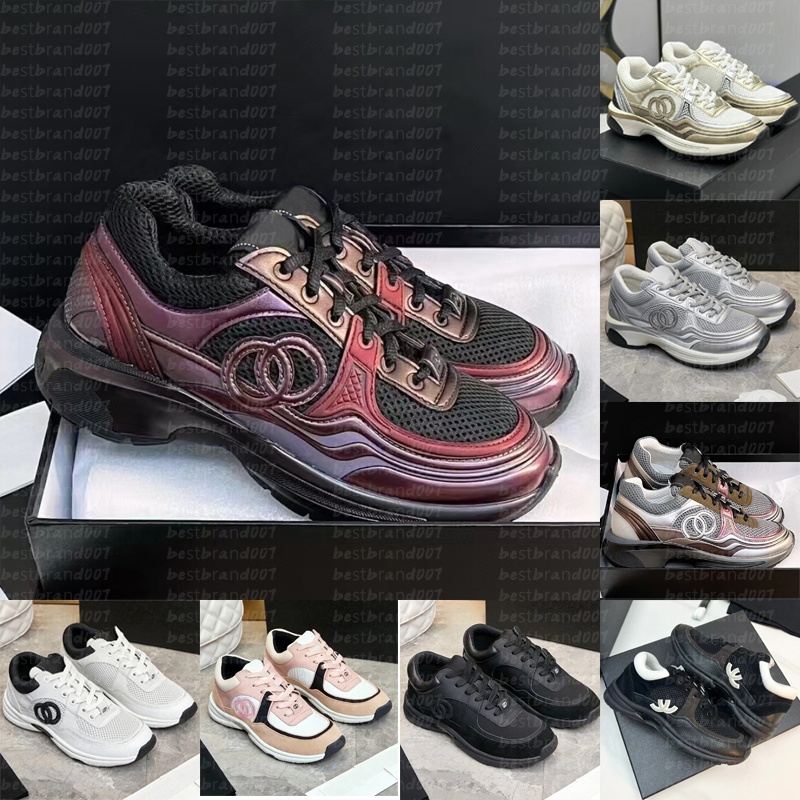 Designer Sneakers Calfskin Women Men Reflective Shoes Vintage Suede Leather CC Trainers All-match Stylist Sneaker Patchwork Lace-up Print Shoe loafers