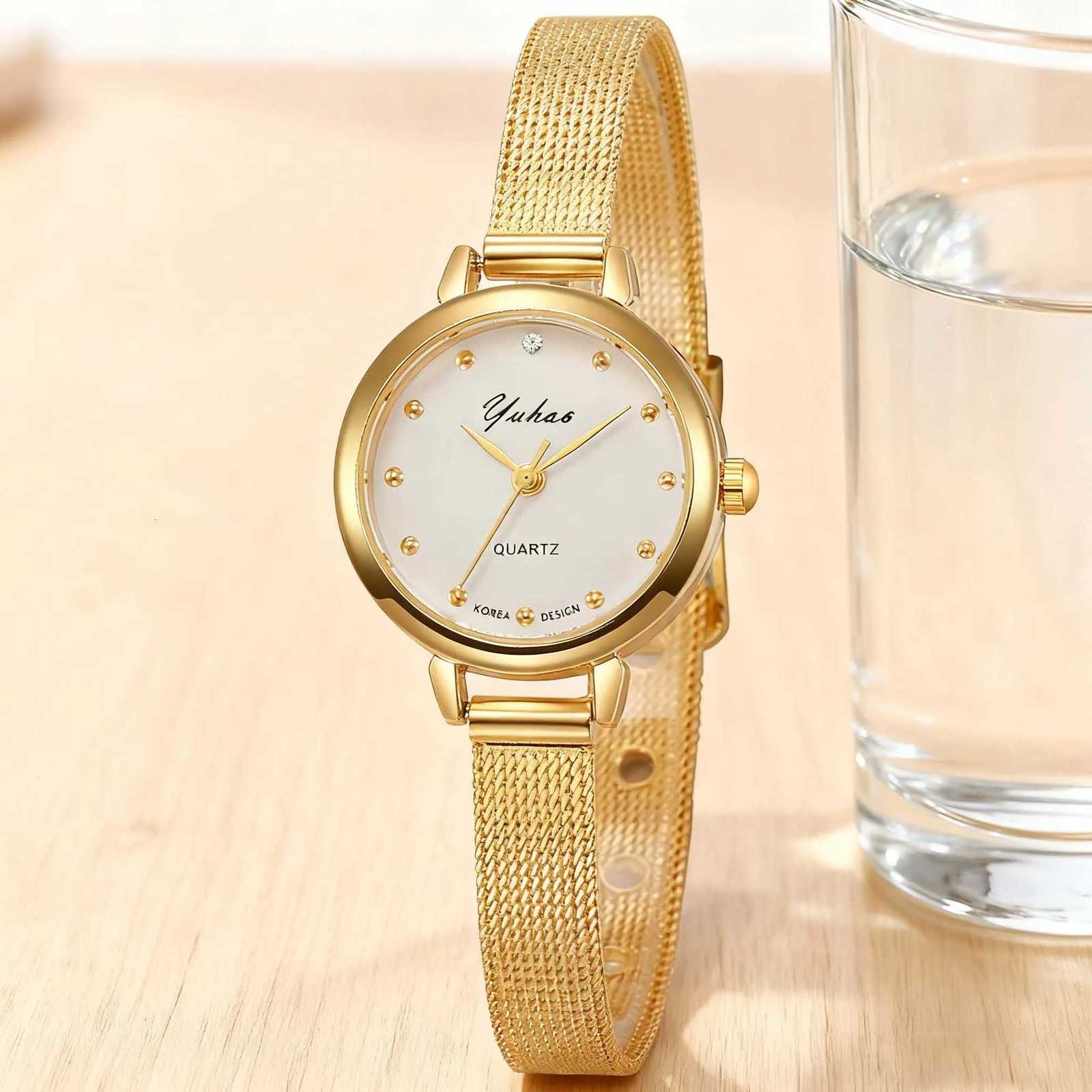 Fashion Light Luxury Alloy Mesh Band Round Dial Women Quartz Watch and Jewelry 6 Piece Set Suitable for Daily Wear Christmas a Y251212