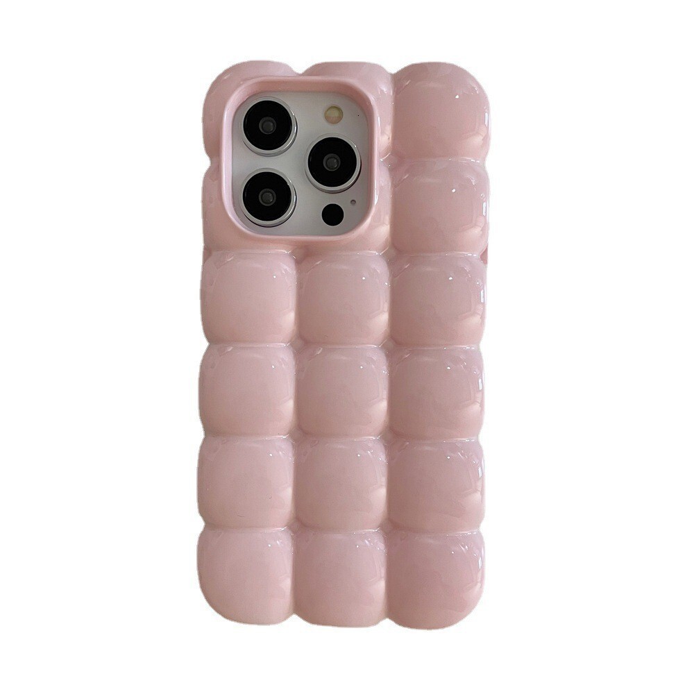 Solid Color Puff Egg Waffle Phone Compatible with iPhone 16 Apple 17 Pro Max 3D 15 Niche 14 Soft Case