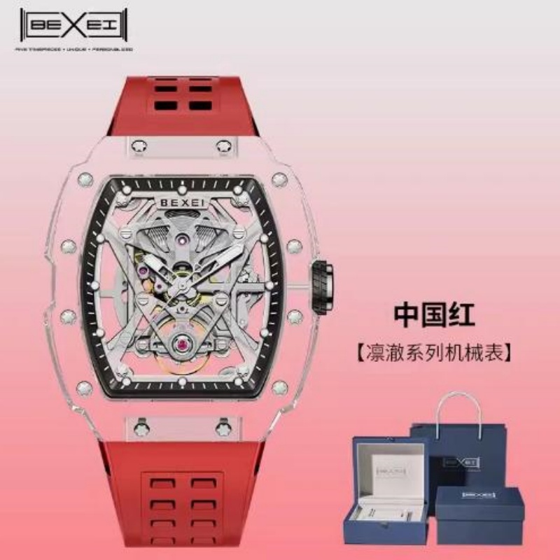 Wristwatches BEXEI Automatic Man Watch 316L Stainless Steel Case Black Hollow Mechanical Sapphire Watches For Skeleton Waterproof