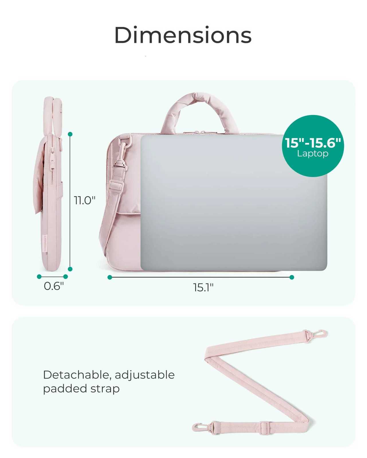 BAGSMART 156 Inch Laptop bag for MacBook Air/Pro Shockproof Water Resistant Notebook Pouch Laptop Cover Sleeve CompatibleT251212