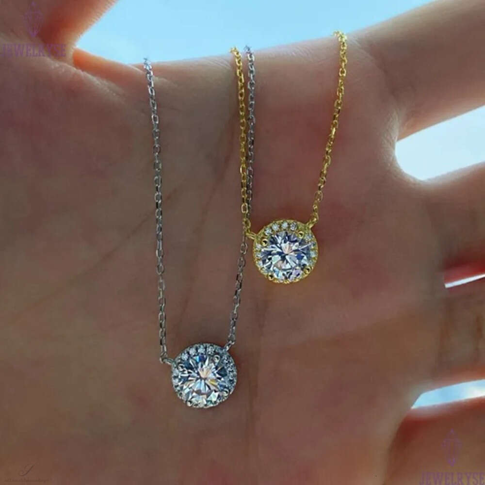 1ct circle 925 sterling silver necklace designer for woman luxury jewelry 5A zirconia heart diamond 14k gold necklaces designer chokers womens teen gi
