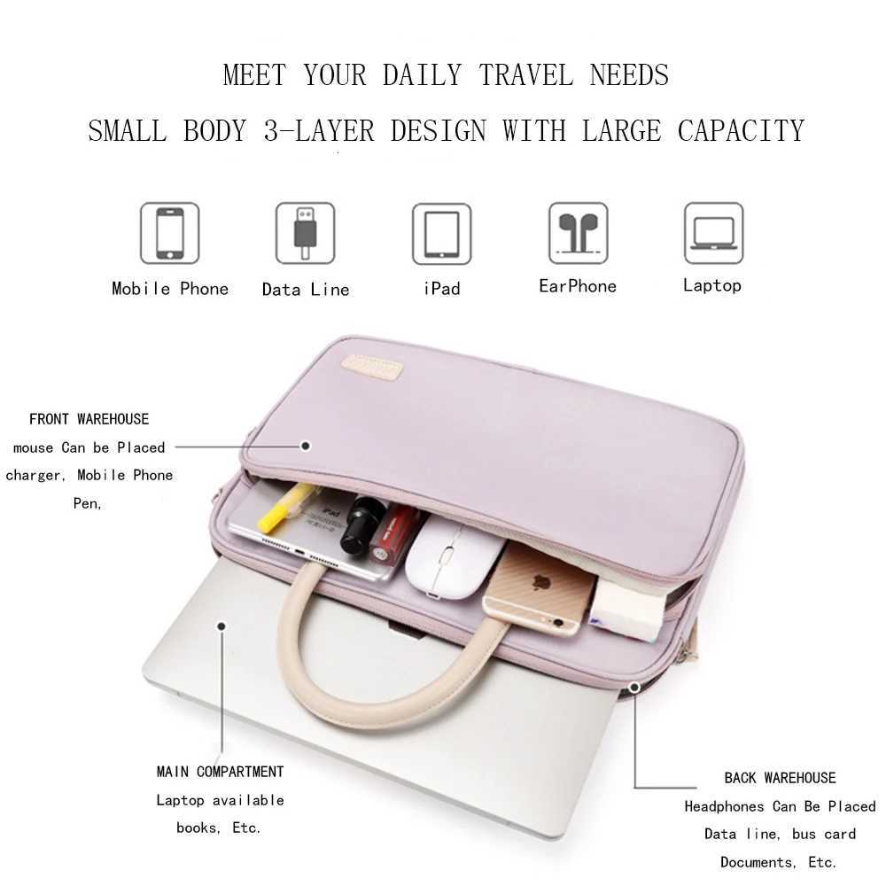 Laptop Bag 133 14 156 Inch Notebook Bag Sleeve For Macbook Air Pro 13 16 Case Lenovo Shoulder Handbag Waterproof New BriefcaseT251212