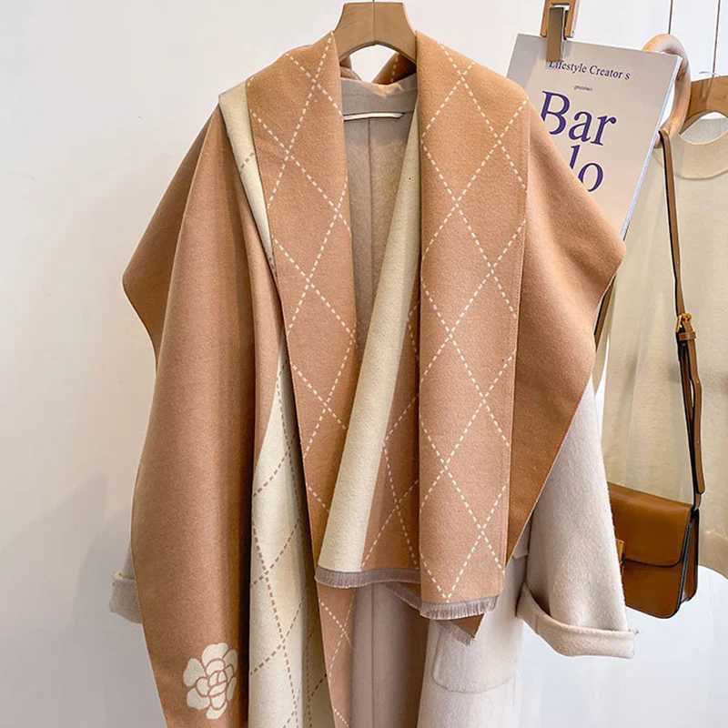 Classic Plaid Shawl for Women Luxury Two Sides Imitation Cashmere Scarf Woman Fashion Flower Soft Warm Neckerchief Mujer Y251211