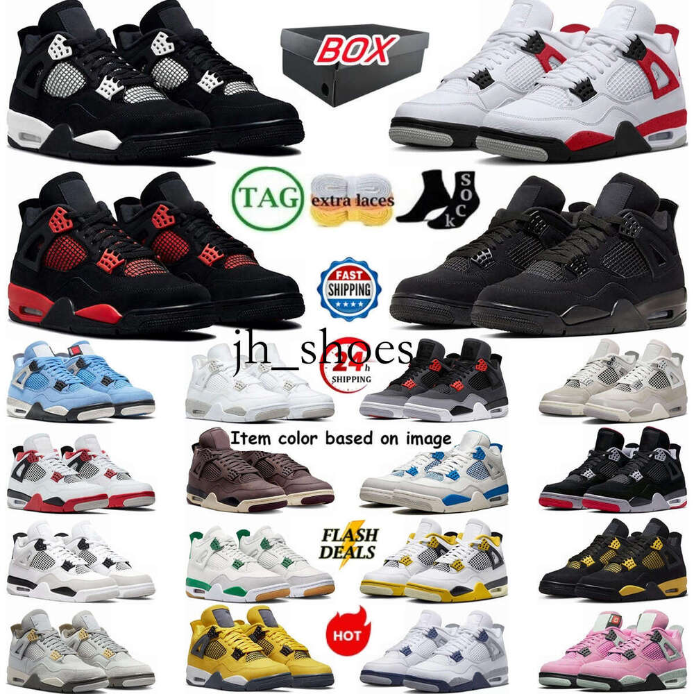 Basketball 4 Shoes Black Cats Military Blue Red Cement Thunder Vivid Sulfur Pine Green Midnight Navy Orchid Lightning Craft Medium Olive Seafoam mens womens 36-47