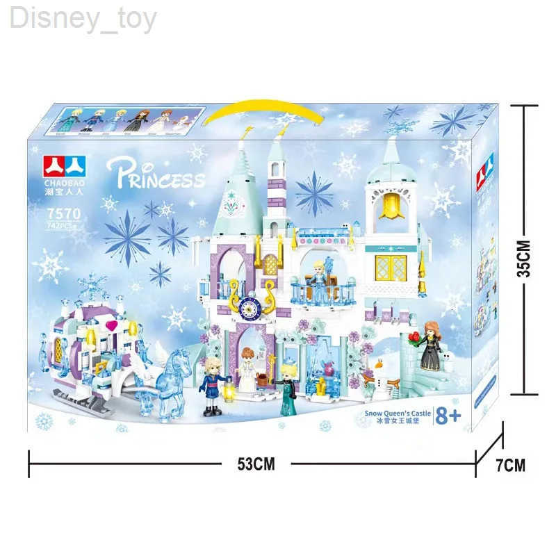 Disney Friends Princess Luxury Ice Castles Playground House Movies Winter Snow Horse Figures Building Blocks Set Toy For Girls Diy Gift H251212