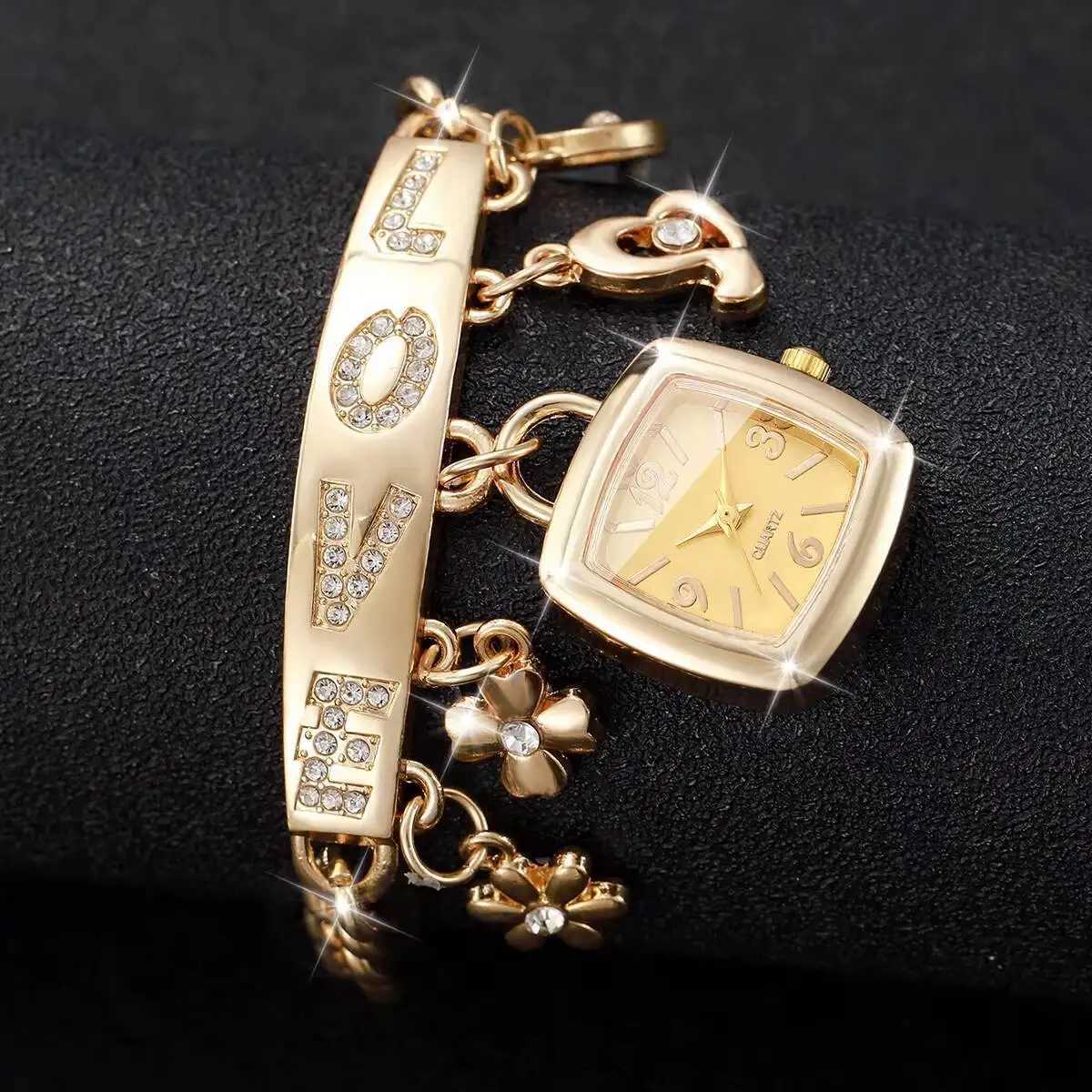 1/2PCS Fashion Bracelet Strap Women Watches Set Ladies Square Arabic Dial Quartz Wristwatches Reloj MujerWithout Box Y251212