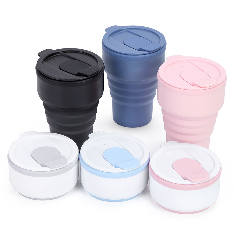 American style coffee portable outdoor travel companion foldable silicone water kettle compressed pocket cup 350ML-375ml Z260313