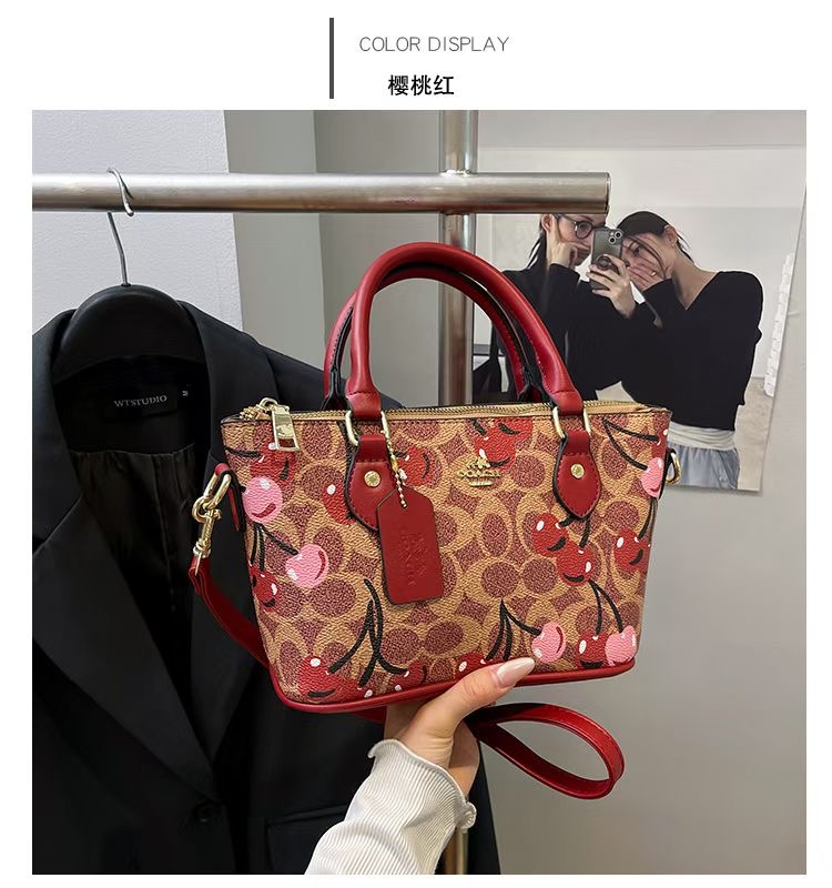 Fashionable Monogram Fruit & Lip Print Mini Tote bag shoulder crossbody bag , Cute Pattern Detail, Lightweight Leather Bag , Suitable For Daily Use, Parties, Travel, Dating