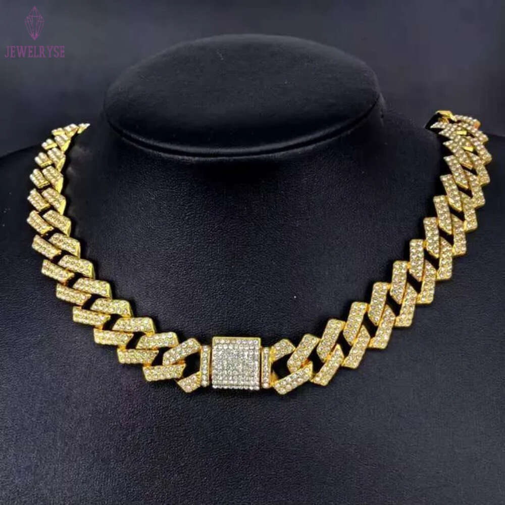 Big Cheap Gold Hypoallergenic Moissanite Iced Out Loose Baguette Cuban k Chain 15mm Necklace Jewelry Men Alxeyb