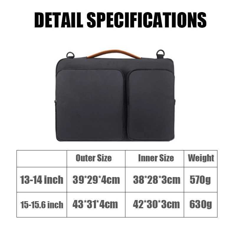 Portable Laptop Bag 13 133 14 154 156 Travel Carrying Case Waterproof Notebook Handbag for Macbook Air Pro Shoulder BagT251212