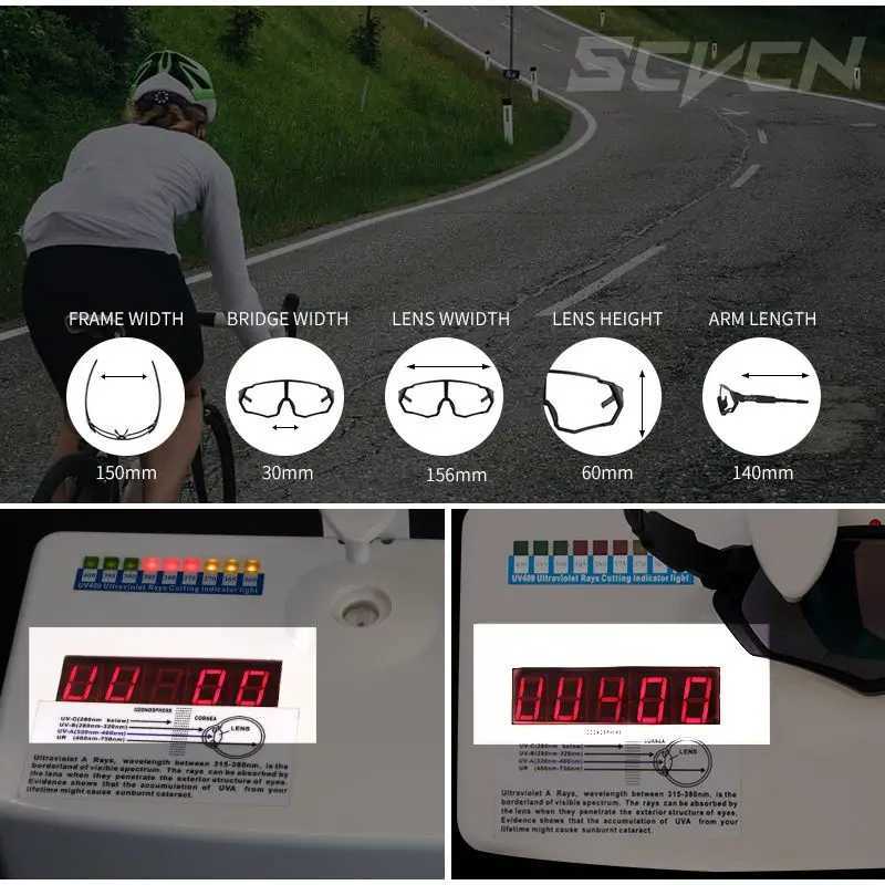 SCVCN UV400 Sport Cycling Glasses Road Sunglasses Bicycle Eyewear Mountain Bike MTB Cycl Goggles running glasses G251212