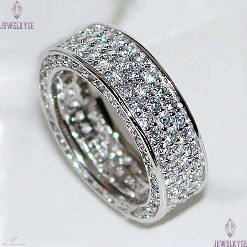 2023 Top Sell Wedding Rings Luxury Jewelry 925 Sterling Silver Fill Full Pave White 5A Cubic Zircon CZ Diamond Handmade Party Women Engagement Band Ri