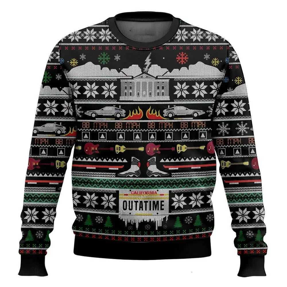 2026 autumn and winter Back To The Future Ugly Christmas sweaters cartoon anime mens and womens pullovers sportswear W251211