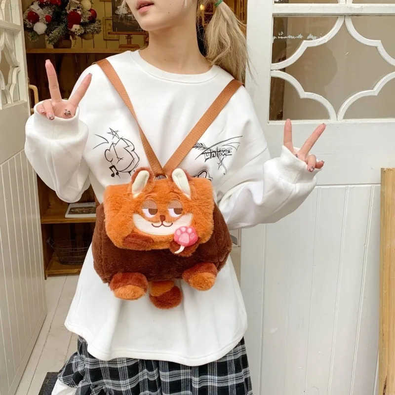 Disney Authentic JapaneseGirls Backpack Cute Cartoon Plush Casual Versatile Zootopia Madness Judith Nick Laptop Backpack Unisex H251212