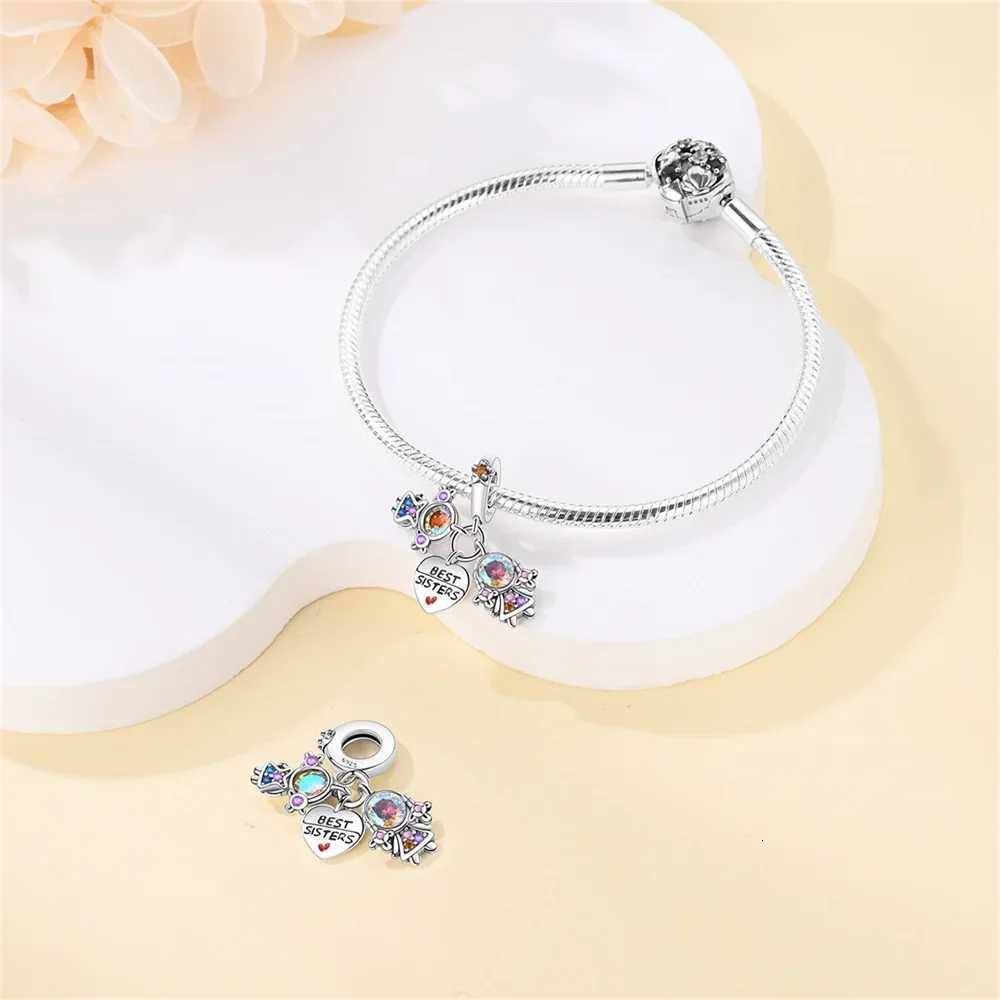 Charms 925 Sterling Sier Plated Sister Pendant Set Of Three Pieces Beads Fit Bracelet Diy Gift Wen Delicate Jewelry Y251212