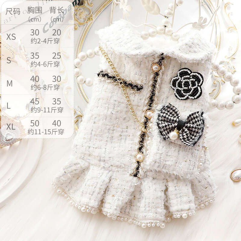 Dog Clothes Fall/winter Collection Cat Princess Dress Backpack Pink Chanel Style Dress For Small Dogs Poodles