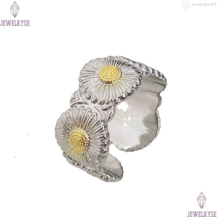 2025 summe new cute daisy designer rings for women luxury italy retro vintage gold silver ring jewelry open size