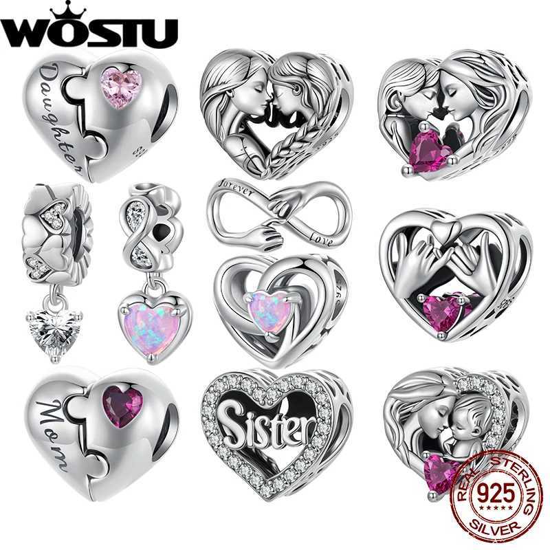 WOSTU 925 Sterling Sier Family Charm Inifinite Prise Oxidi Bead for Bracelet Mothers Day Sister Gift Y251212