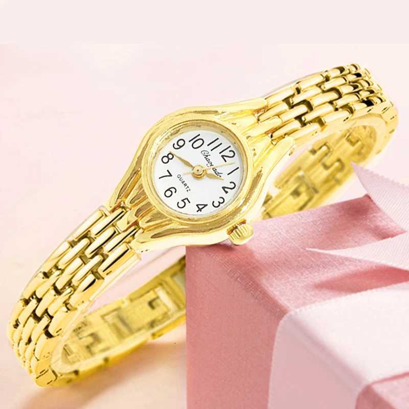 Ladies Gold Plated Watch Women Bracelet Quart Wristwatch Girl Analog Feminino Relojes Hour Luxury Watches Saati Clock Y251212
