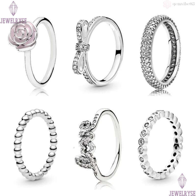 S925 sterling silver love heart designer ring for woman girls lovely cz zircon star crown retro vintage band rings Ring jewelry